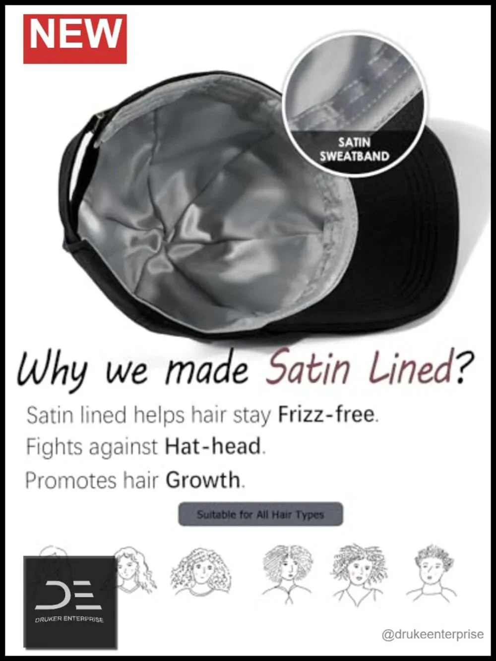 Satin Lined Unstructured Baseball Cap Silk Lining Washed Cotton Adjustable Dad
